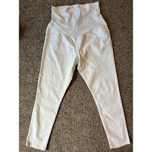 Maternity Jeans, White, Size Large, Full Panel